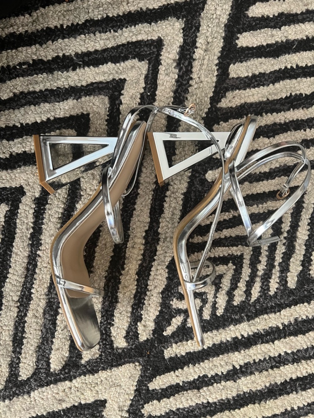 SHEIN Silver Strappy Square-Toe Heels - Picture 3 of 5